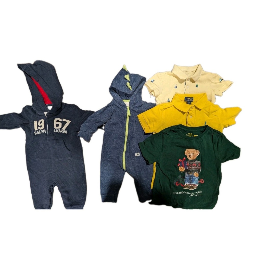 Polo Ralph Lauren & Carter's Toddler Clothing Lot 5 Pc 6M-5 Polo Bear Dino Boats